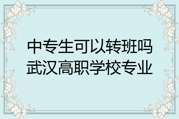 中专生可以转班吗武汉高职学校专业
