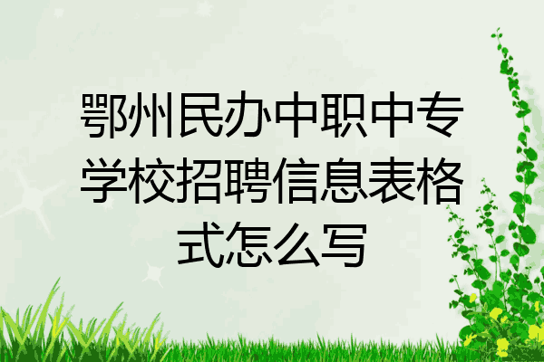 鄂州民办中职中专学校招聘信息表格式怎么写
