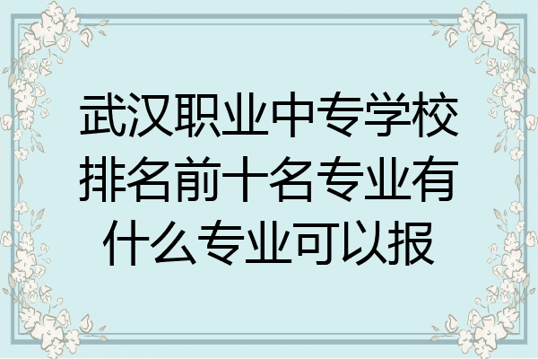 武汉职业中专学校排名前十名专业有什么专业可以报