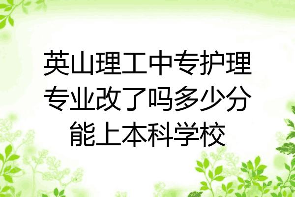 英山理工中专护理专业改了吗多少分能上本科学校