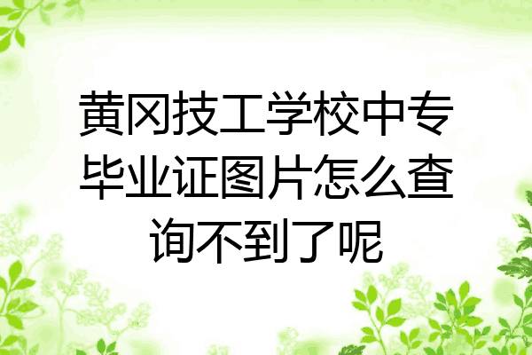 黄冈技工学校中专毕业证图片怎么查询不到了呢