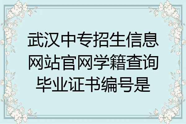 武汉中专招生信息网站官网学籍查询毕业证书编号是