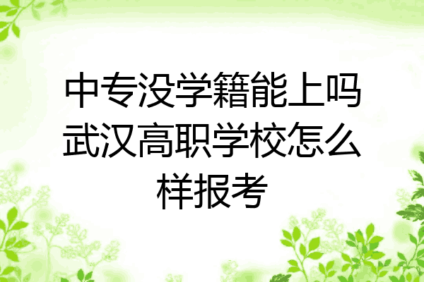 中专没学籍能上吗武汉高职学校怎么样报考
