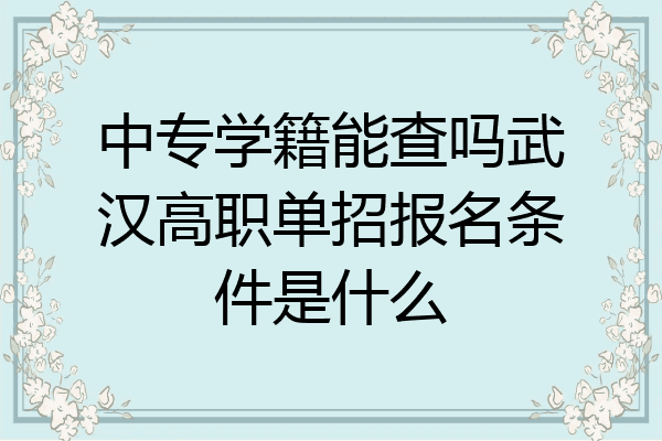 中专学籍能查吗武汉高职单招报名条件是什么
