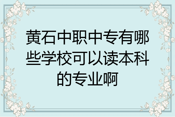 黄石中职中专有哪些学校可以读本科的专业啊