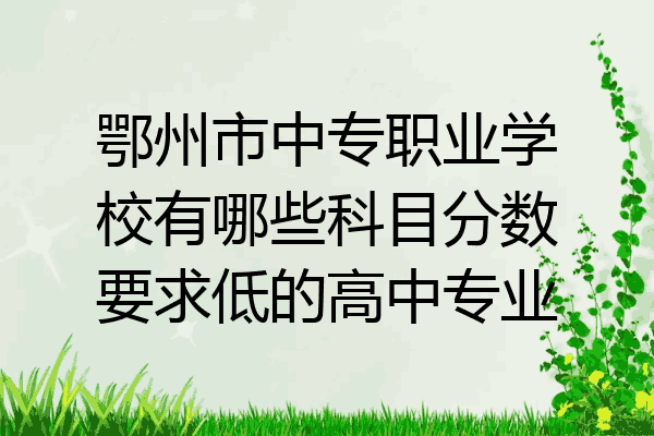 鄂州市中专职业学校有哪些科目分数要求低的高中专业