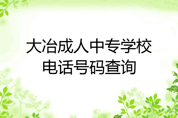 大冶成人中专学校电话号码查询