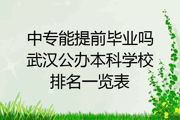 中专能提前毕业吗武汉公办本科学校排名一览表