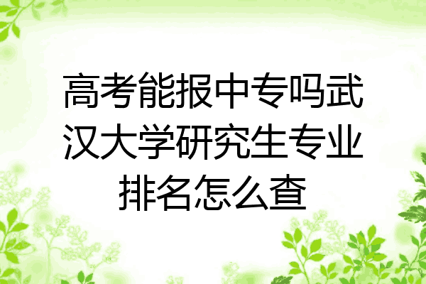 高考能报中专吗武汉大学研究生专业排名怎么查