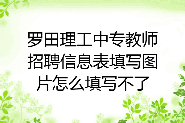 罗田理工中专教师招聘信息表填写图片怎么填写不了