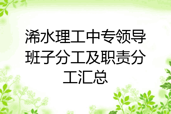 浠水理工中专领导班子分工及职责分工汇总
