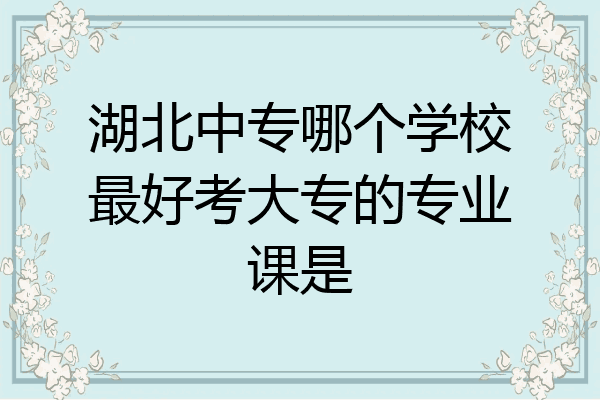 湖北中专哪个学校最好考大专的专业课是