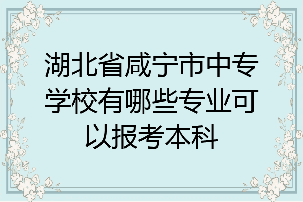 湖北省咸宁市中专学校有哪些专业可以报考本科