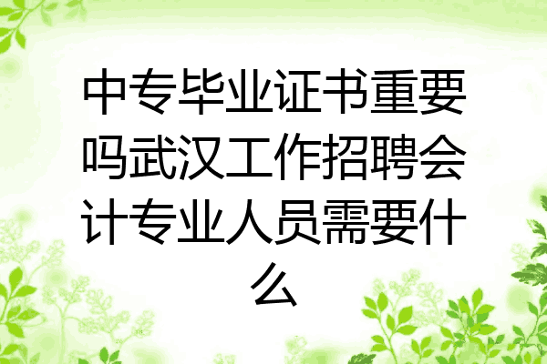 中专毕业证书重要吗武汉工作招聘会计专业人员需要什么