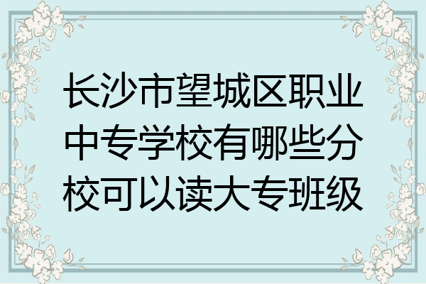 长沙市望城区职业中专学校有哪些分校可以读大专班级