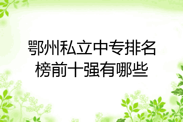 鄂州私立中专排名榜前十强有哪些