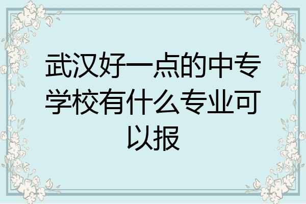 武汉好一点的中专学校有什么专业可以报