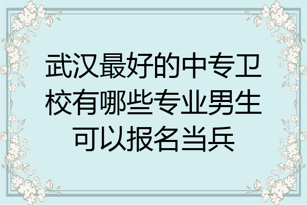 武汉最好的中专卫校有哪些专业男生可以报名当兵