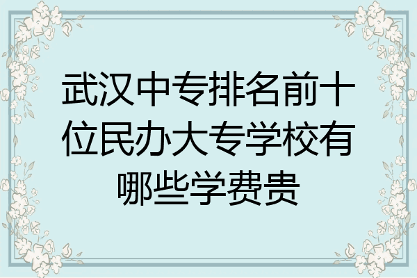 武汉中专排名前十位民办大专学校有哪些学费贵