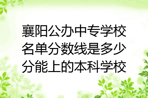 襄阳公办中专学校名单分数线是多少分能上的本科学校