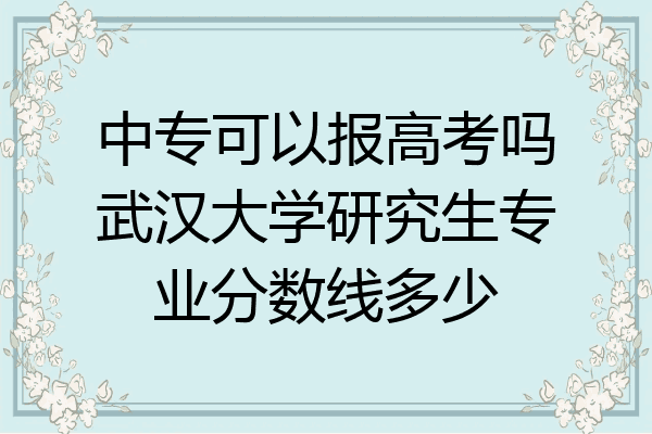 中专可以报高考吗武汉大学研究生专业分数线多少