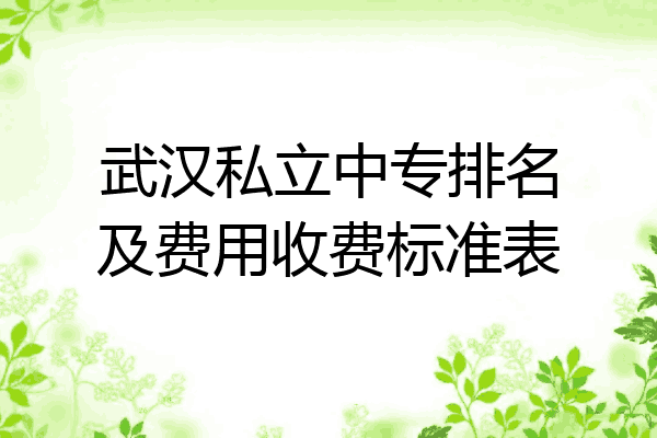 武汉私立中专排名及费用收费标准表