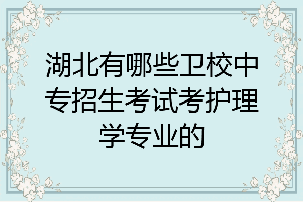 湖北有哪些卫校中专招生考试考护理学专业的