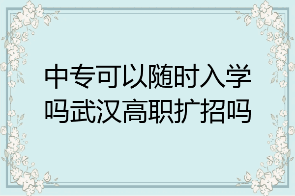 中专可以随时入学吗武汉高职扩招吗