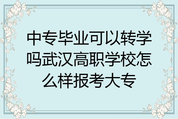 中专毕业可以转学吗武汉高职学校怎么样报考大专