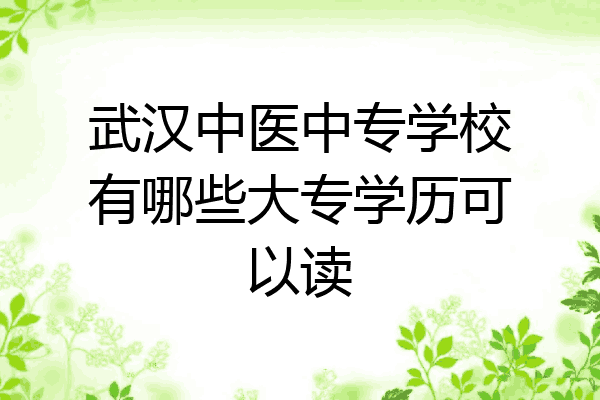 武汉中医中专学校有哪些大专学历可以读