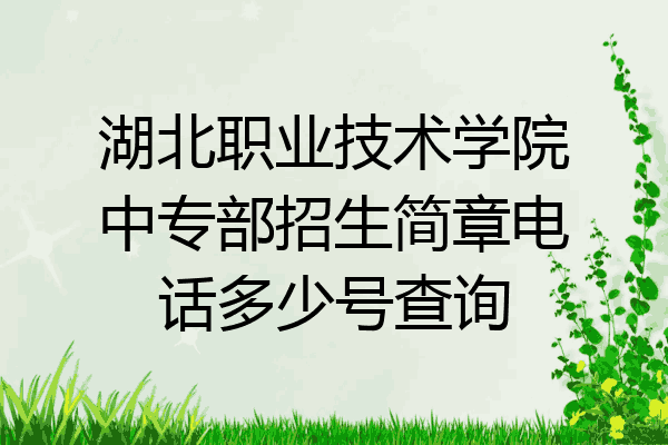湖北职业技术学院中专部招生简章电话多少号查询