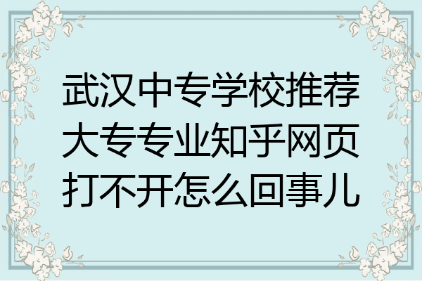 武汉中专学校推荐大专专业知乎网页打不开怎么回事儿