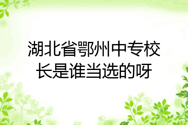 湖北省鄂州中专校长是谁当选的呀