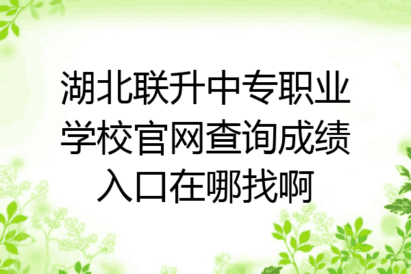 湖北联升中专职业学校官网查询成绩入口在哪找啊