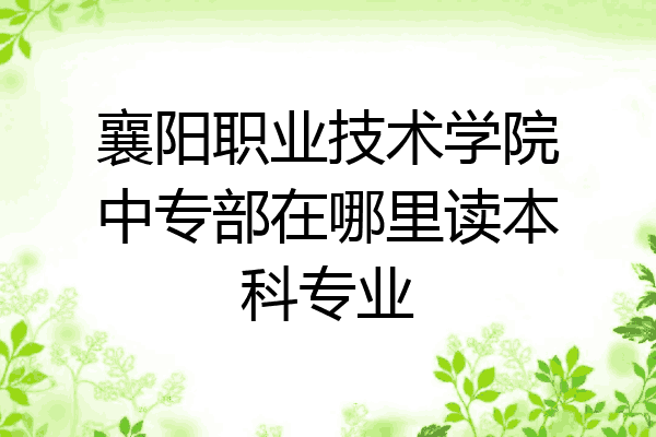 襄阳职业技术学院中专部在哪里读本科专业