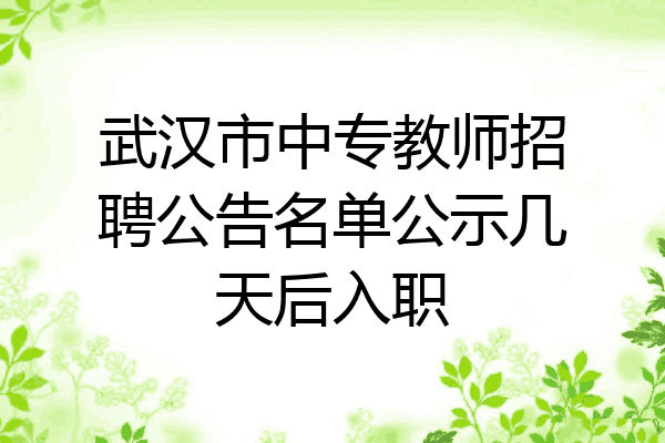 武汉市中专教师招聘公告名单公示几天后入职