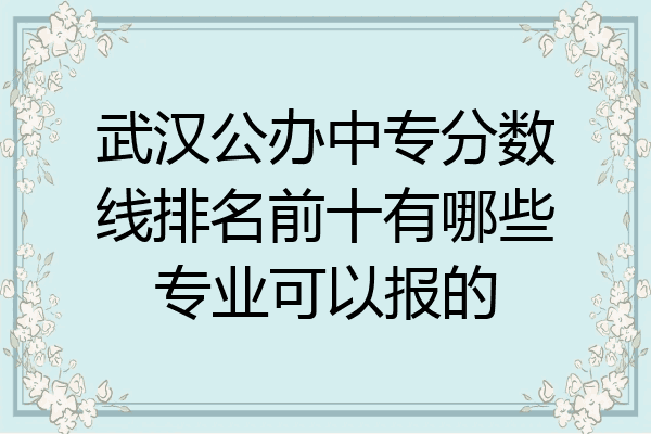武汉公办中专分数线排名前十有哪些专业可以报的