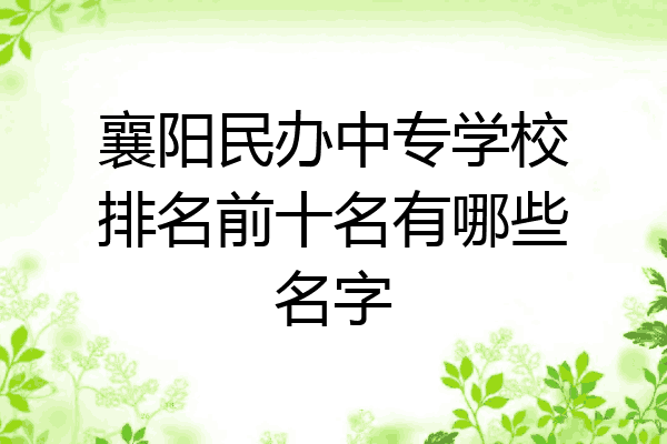 襄阳民办中专学校排名前十名有哪些名字