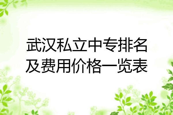 武汉私立中专排名及费用价格一览表