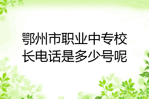 鄂州市职业中专校长电话是多少号呢