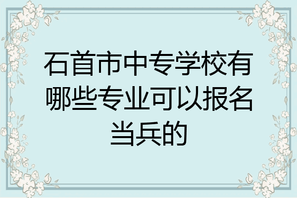 石首市中专学校有哪些专业可以报名当兵的