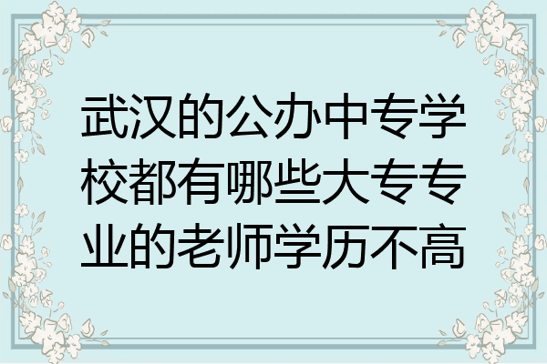 武汉的公办中专学校都有哪些大专专业的老师学历不高