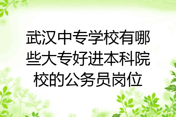 武汉中专学校有哪些大专好进本科院校的公务员岗位