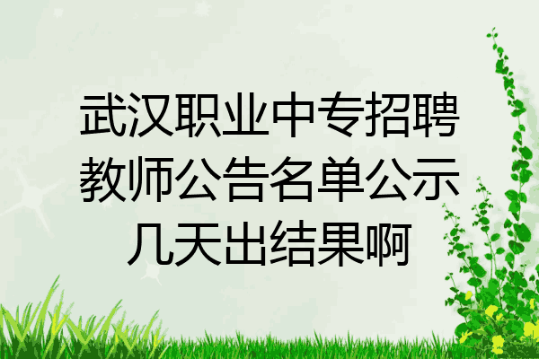 武汉职业中专招聘教师公告名单公示几天出结果啊