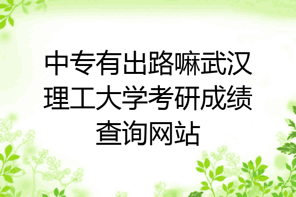 中专有出路嘛武汉理工大学考研成绩查询网站