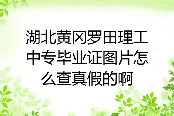 湖北黄冈罗田理工中专毕业证图片怎么查真假的啊