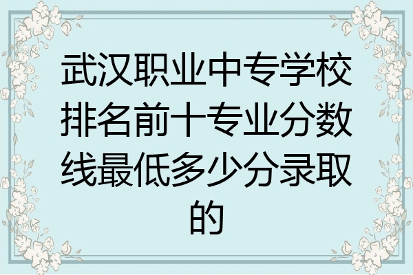 武汉职业中专学校排名前十专业分数线最低多少分录取的