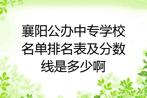 襄阳公办中专学校名单排名表及分数线是多少啊