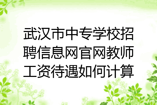 武汉市中专学校招聘信息网官网教师工资待遇如何计算