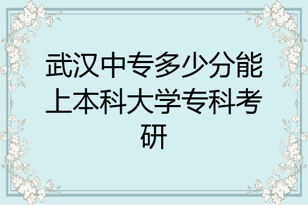 武汉中专多少分能上本科大学专科考研